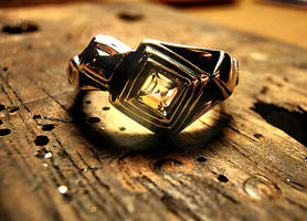 Hand Carved Asymmetrical Pyramid Ring
