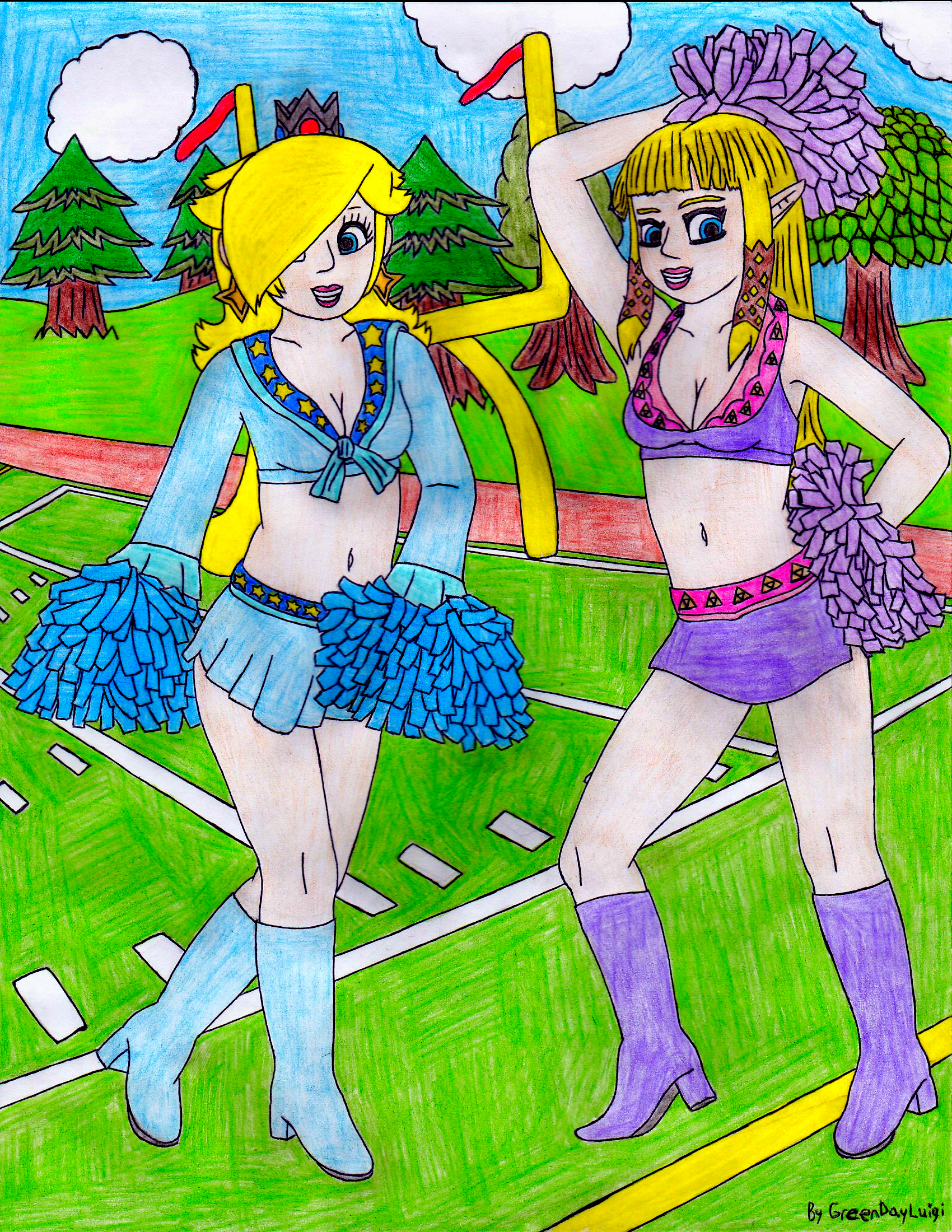 Cheerleaders Rosalina and Zelda