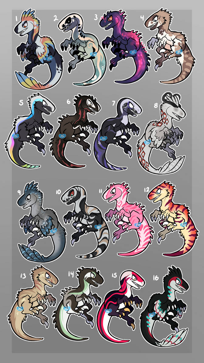 Atcg Pattern Raptor Raptor Batch | ADOPTS | OPEN 11/16 by JellybeanCarno on DeviantArt