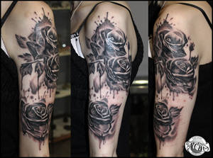 Roses sleeve in progress