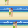 gender bender of couple on the beach