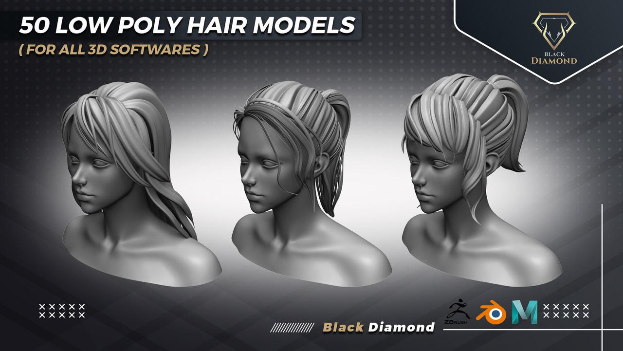 Low poly anime hair with skin modifier by eelstork on DeviantArt