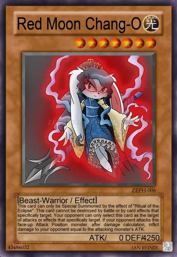 yugioh moon card Yu-Gi-Oh! - Book of (SDMA-EN023) - Structure Deck: Marik - 1st Edition If your opponent activates a card or effect while this card is a Continuous Spell (except during the Damage Step) Yugioh Card: Red Moon Chang-O