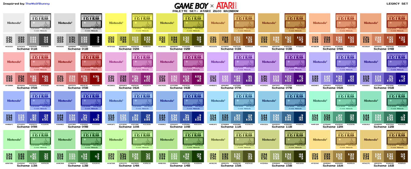 Game Boy Palette Set - Atari 2600 Rainbow by AdvancedFan2020 on DeviantArt