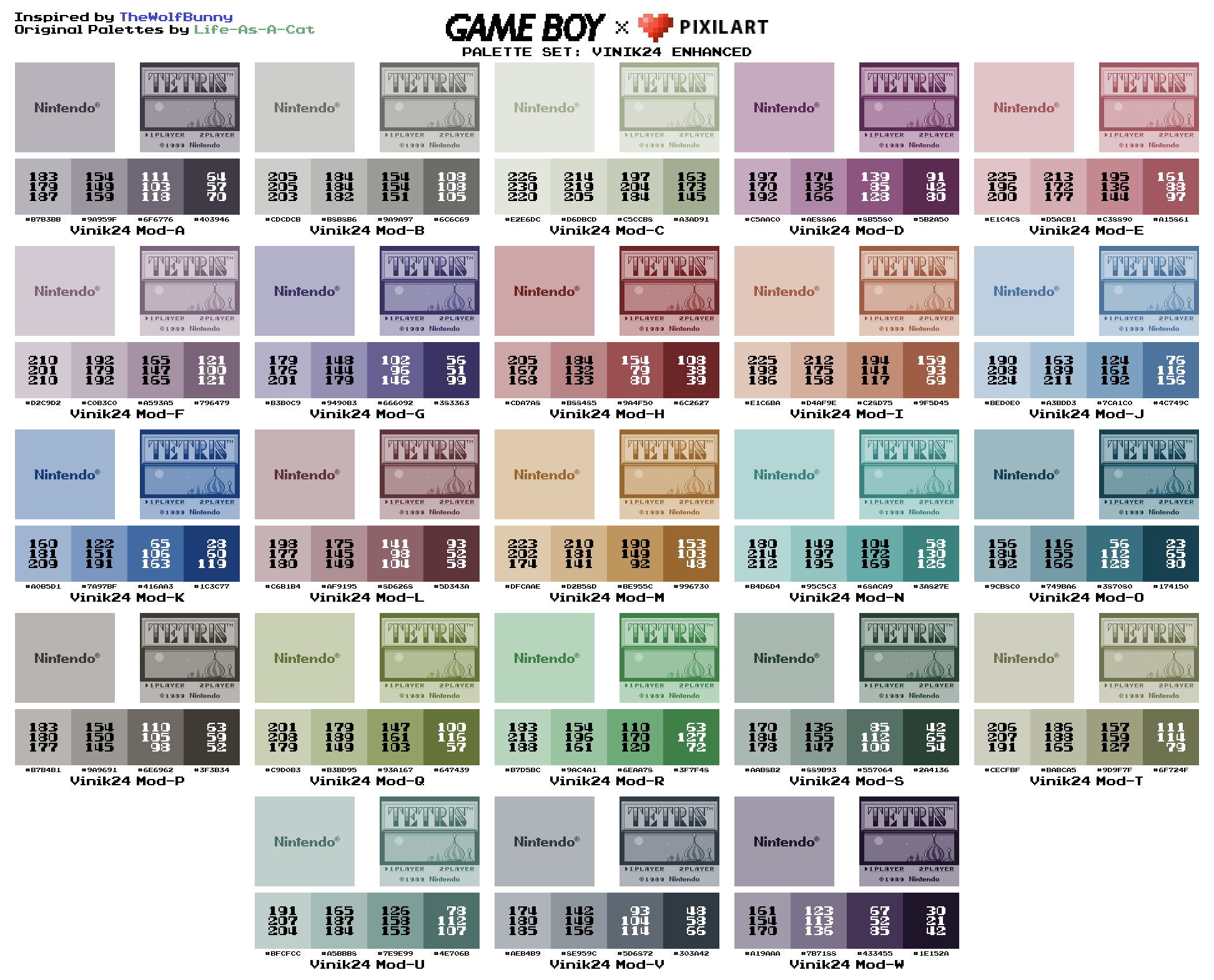 Game Boy Palette Set - Vinik24 Enhanced by AdvancedFan2020 on DeviantArt