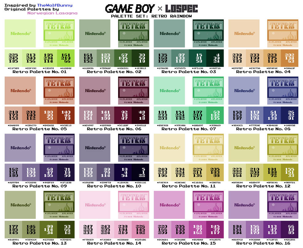 Game Boy Palette Set - Retro Rainbow by AdvancedFan2020 on DeviantArt