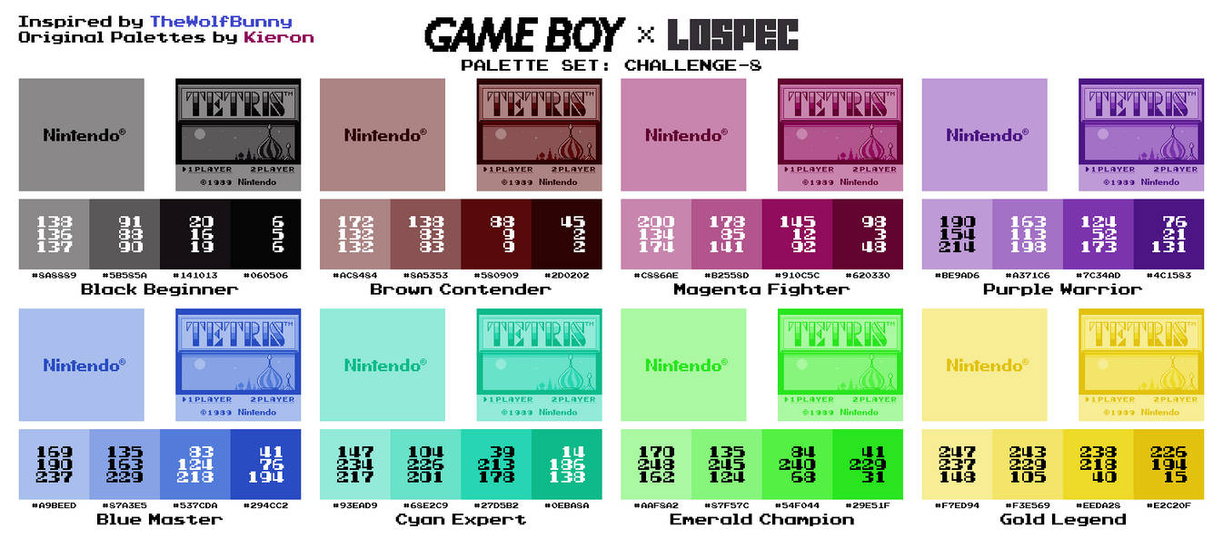 Game Boy Palette Set - Challenge-8 by AdvancedFan2020 on DeviantArt