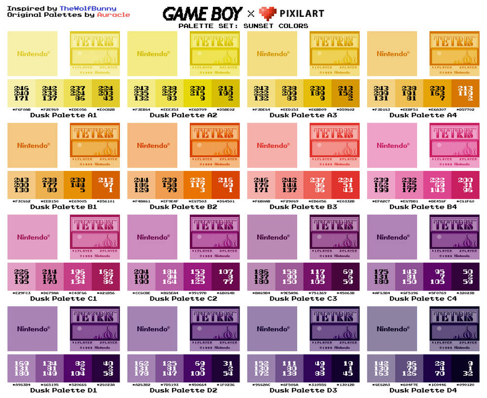 Game Boy Palette Set - Sunset Colors by AdvancedFan2020 on DeviantArt