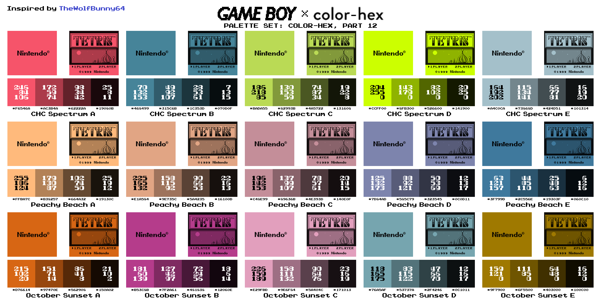 Game Boy Palette Set - Color-HEX, Part 12 by SimpleFan2020 on DeviantArt