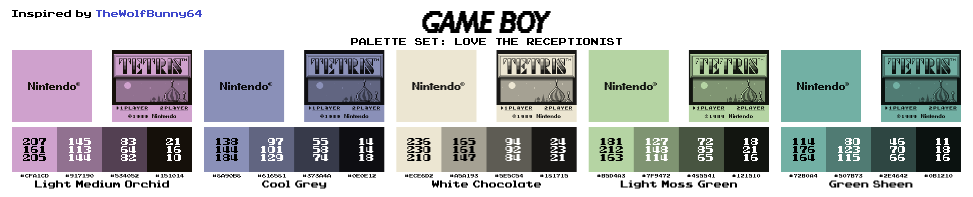Game Boy Palette Set - Love the Receptionist by AdvancedFan2020 on ...