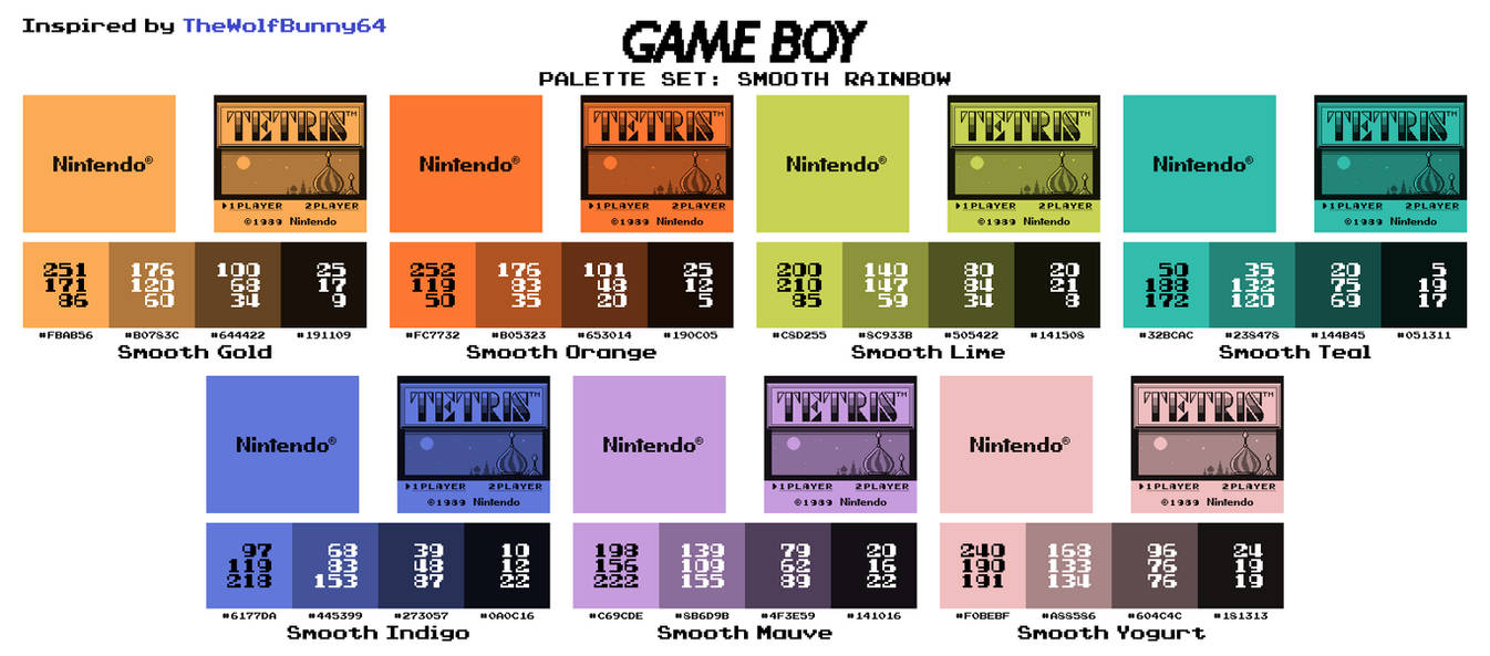 Game Boy Palette Set - Smooth Rainbow by AdvancedFan2020 on DeviantArt