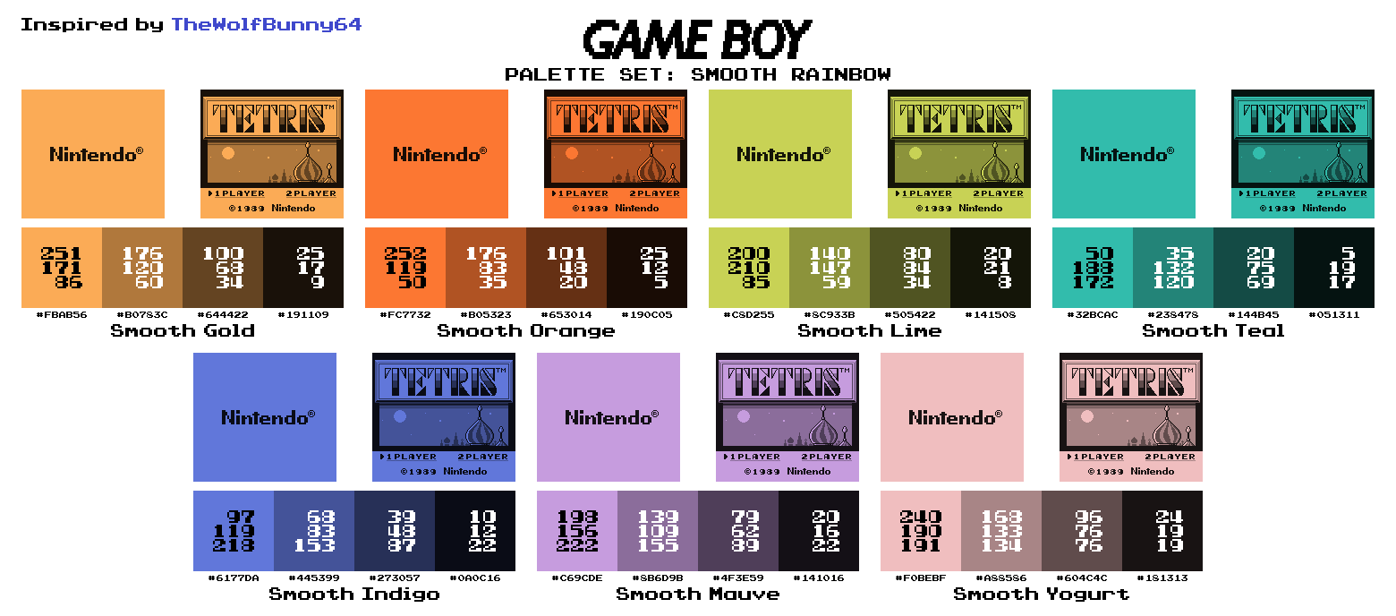 Game Boy Palette Set - Smooth Rainbow by AdvancedFan2020 on DeviantArt