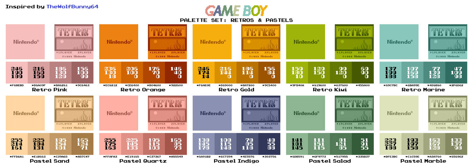 Game Boy Palette Set - Retros and Pastels by AdvancedFan2020 on DeviantArt