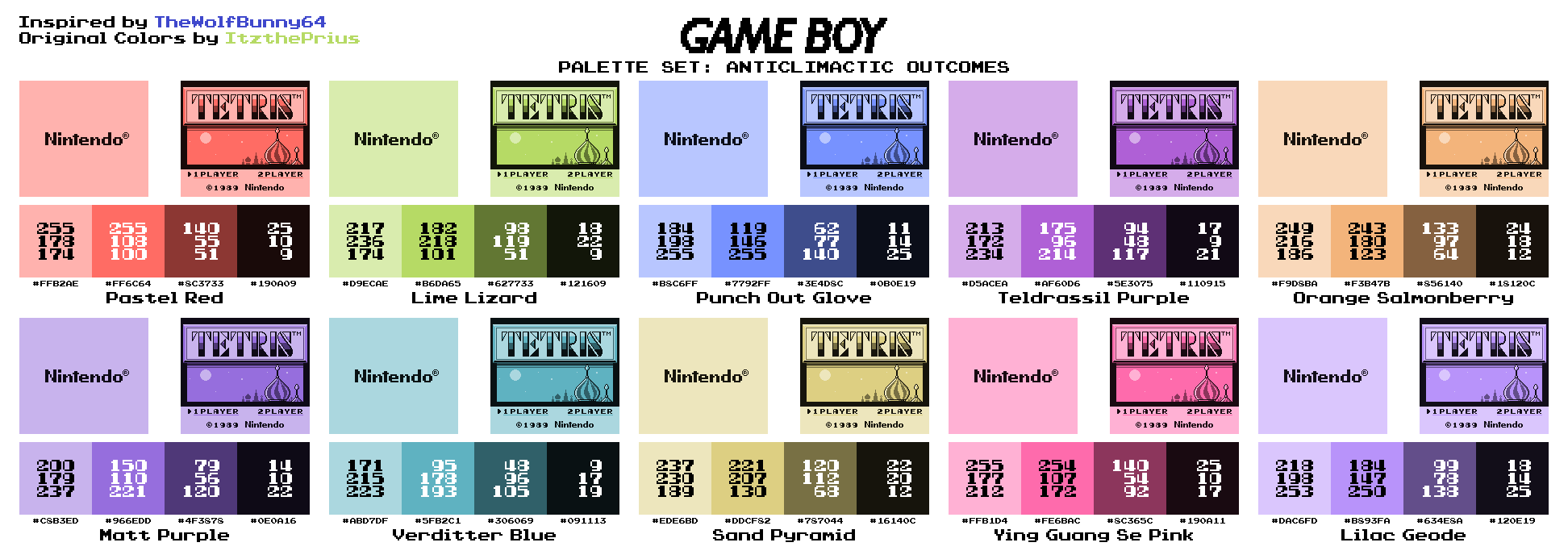 Game Boy Palette Set - Anticlimactic Outcomes by AdvancedFan2020 on ...