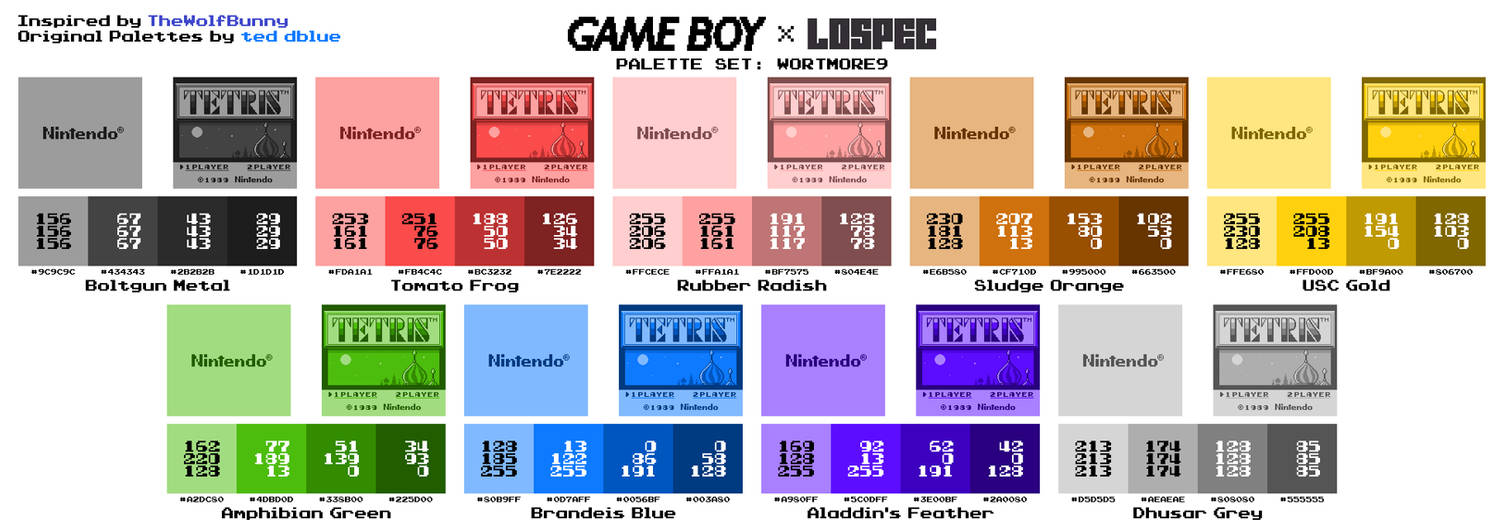 Game Boy Palette Set - Wortmore9 by AdvancedFan2020 on DeviantArt