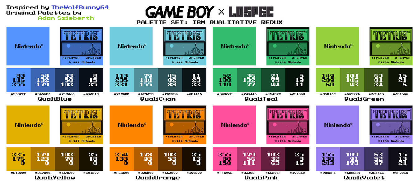 Game Boy Palette Set - IBM Qualitative Redux by AdvancedFan2020 on  DeviantArt