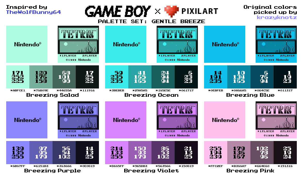 Game Boy Palette Set - Gentle Breeze by AdvancedFan2020 on DeviantArt