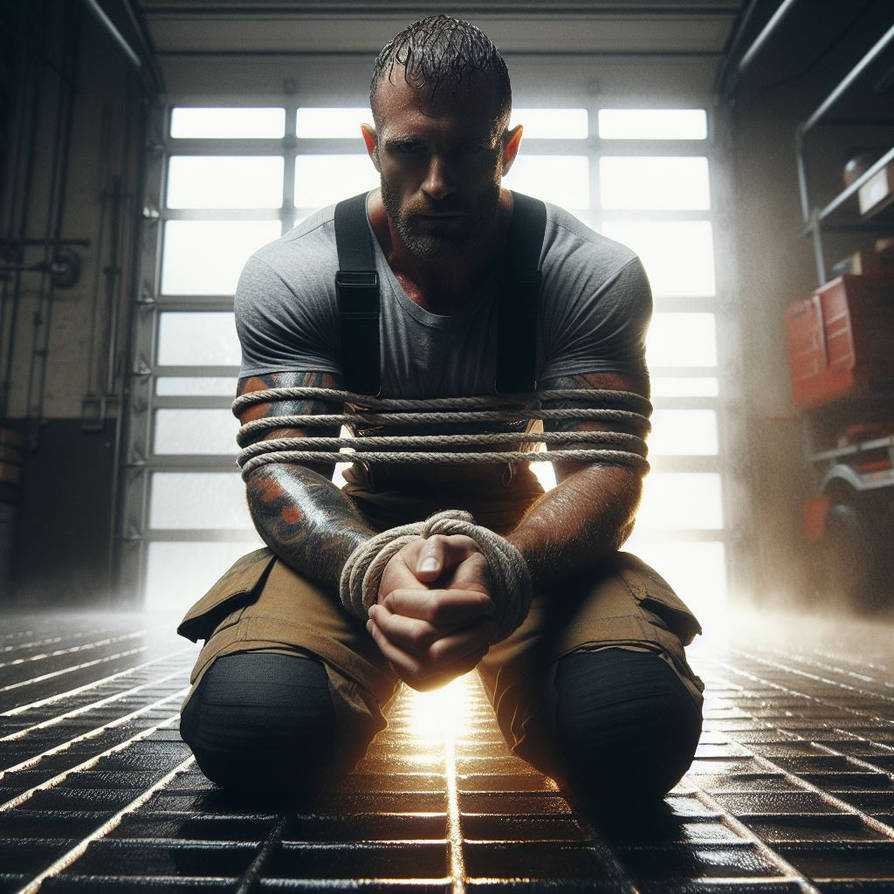 fireman tied with rope by cybertied on DeviantArt
