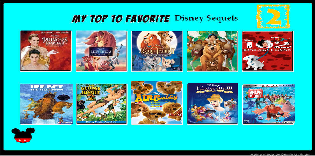 Disney Sequels Ranking My Top 10 favorite Disney Sequels by LovelylulyS2 on DeviantArt