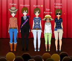 The Big Five of Texas in Anime Style