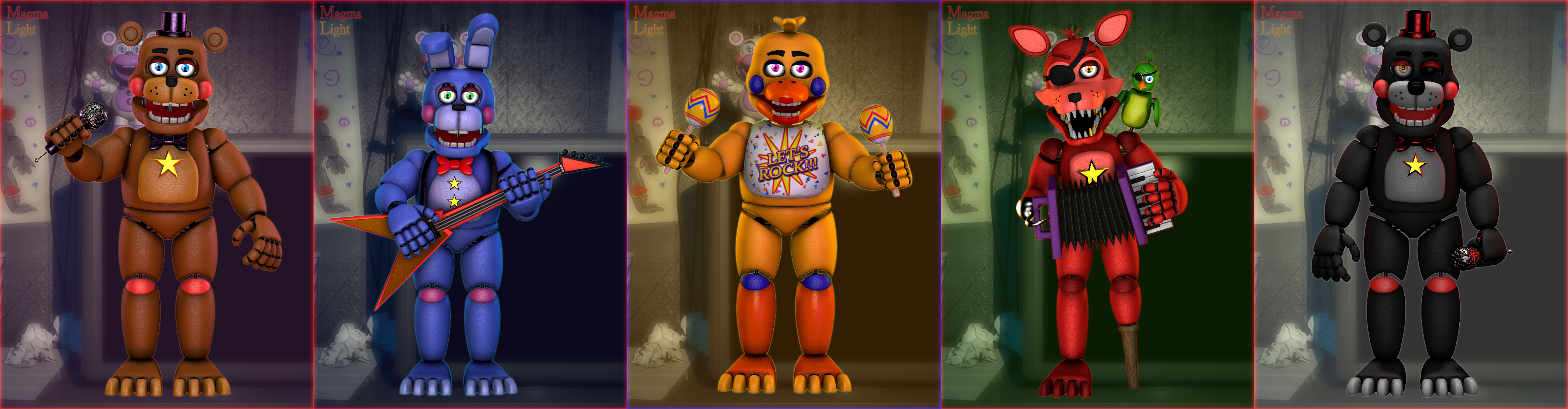 FNAF 6 Fixed Salvaged animatronics by ThederangedGamer on DeviantArt