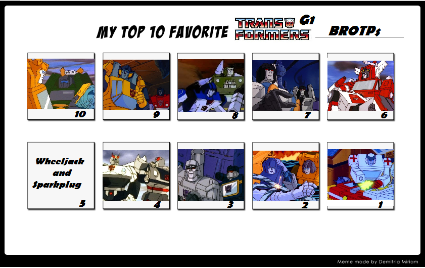 Transformers G1 - Top 10 Brotps Meme