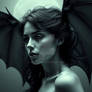 Fractal image of a beautiful gothic woman morphing
