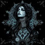 Binary fractal zentangle image of a beautiful goth