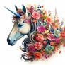 Unicorn With Florals In Ai Digital Art