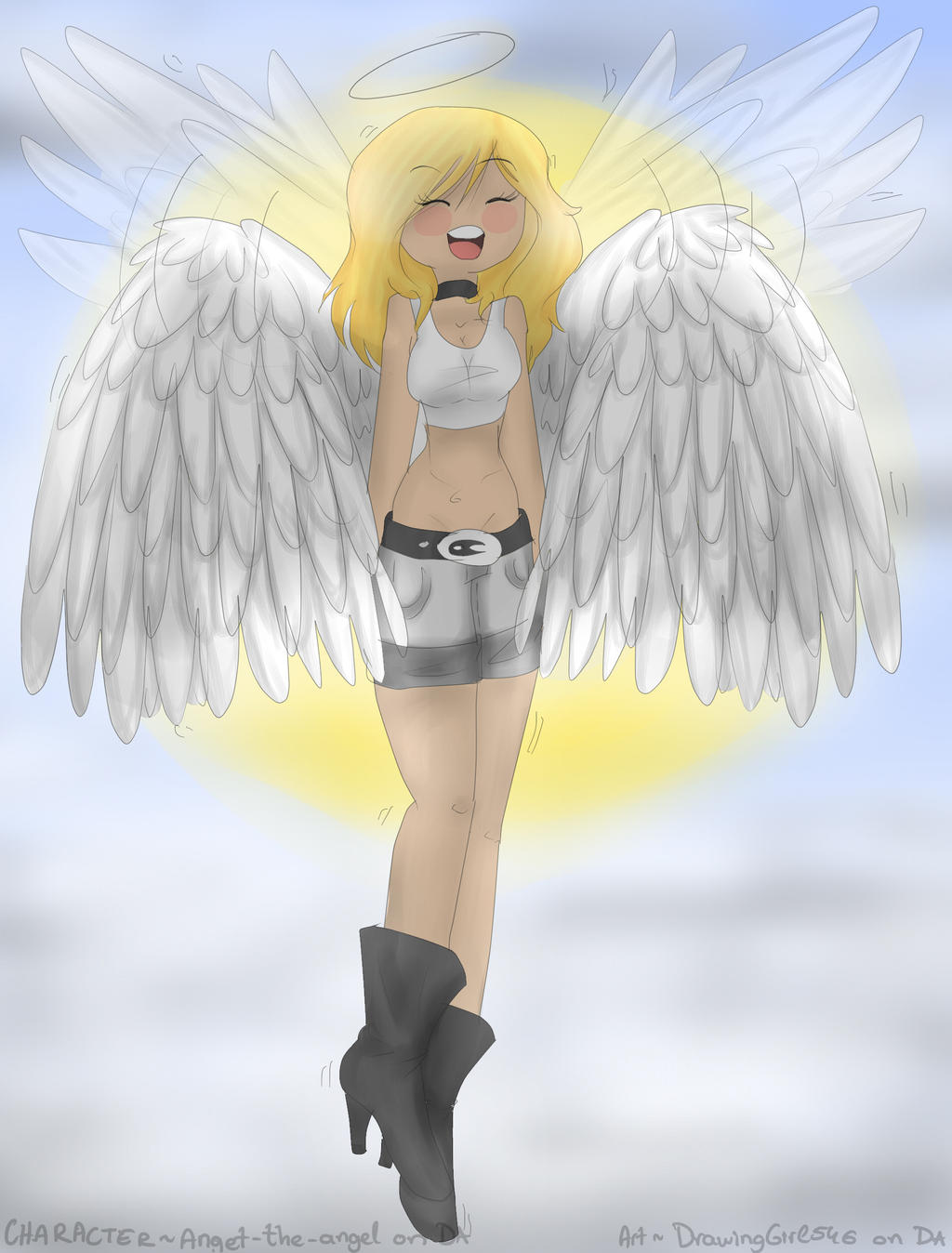 Angel Princess Reaching For The Sky By Drawing Heart On Deviantart