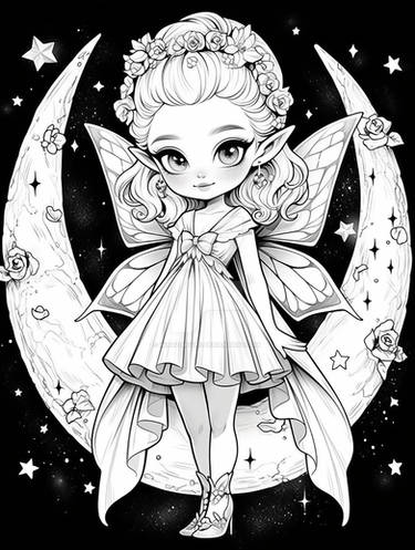 Moon Fairy Coloring Page