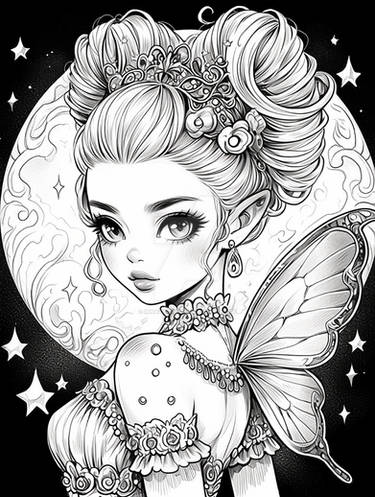 Moon Fairy Coloring Page