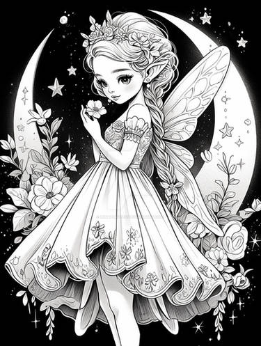 Moon Fairy Coloring Page