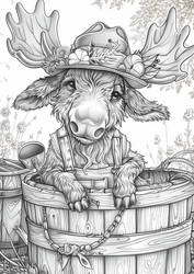 Coloring Page Joyful Anthropomorphic Animal