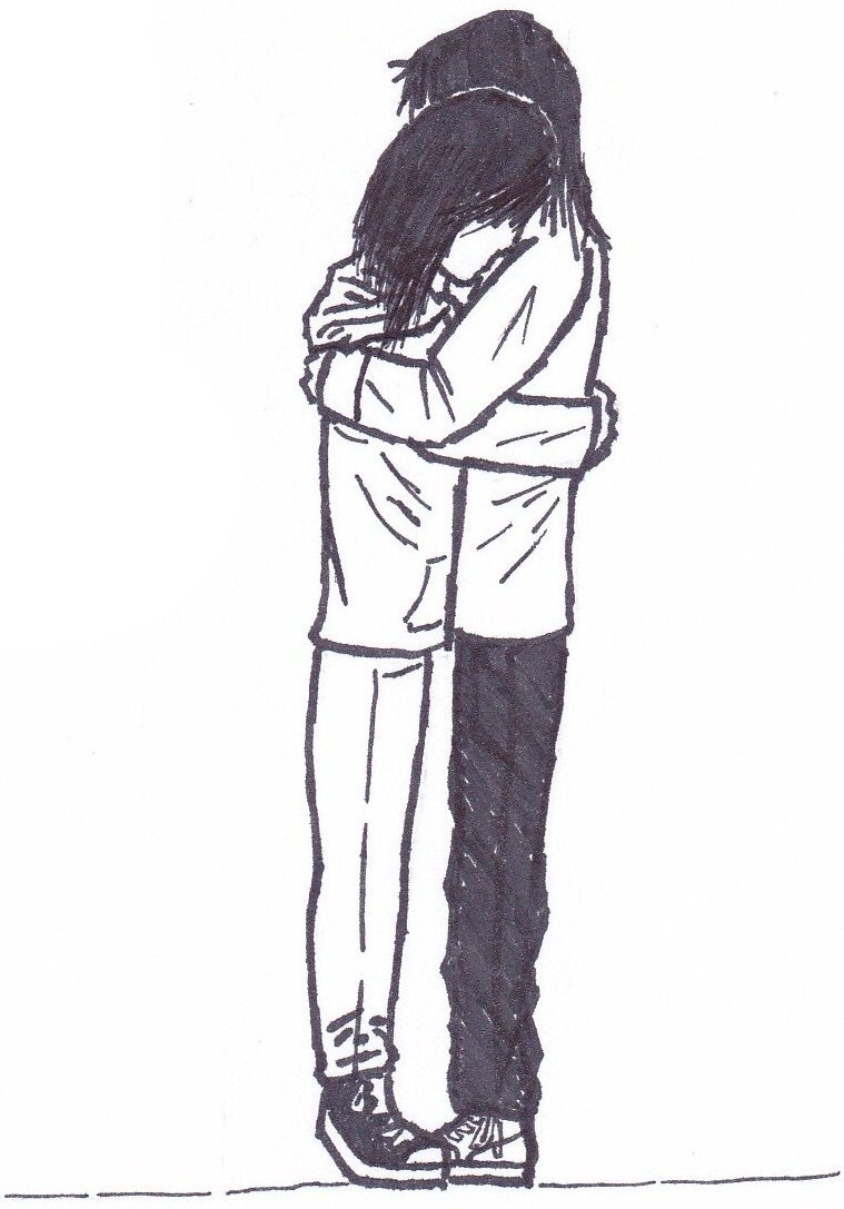 A couple. Hugging. by NinjaFailure on DeviantArt Boy And Girl Hugging Drawing