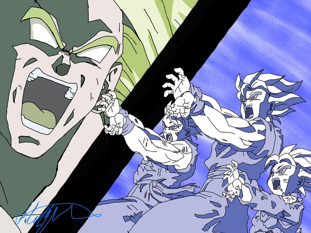 Broly vs Goku, Gohan and Goten Kamehameha by vickenhawk on DeviantArt