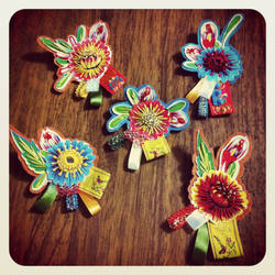 oil cloth embroidery broaches