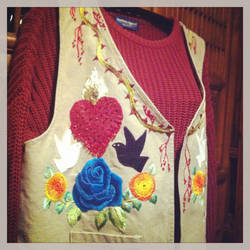 FridaKahlo image remake embroidery vest frontstyle