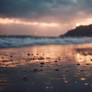 A Rainy Beach In The Twilight Of The Day