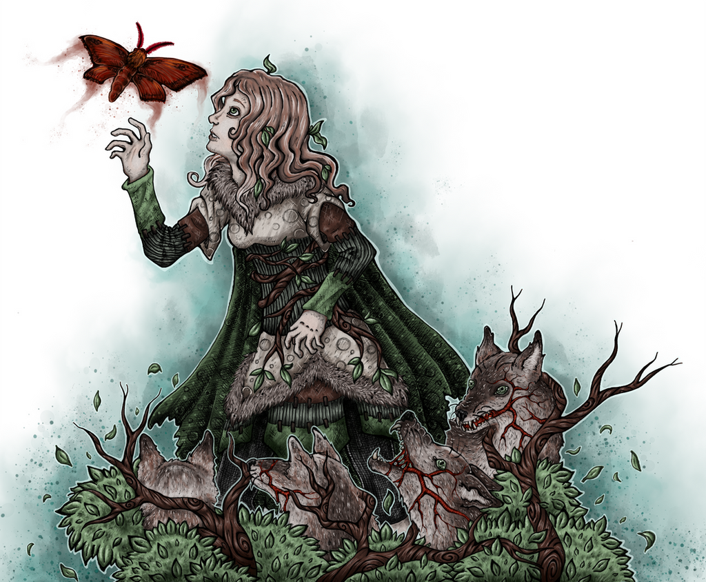 Wolf Blut Falter farbig/ wolf girl blood moth by Mohn-Fuchs
