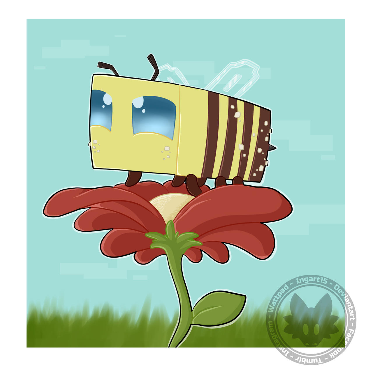 Minecraft Bee Deviantart Bee-Minecraft by ingart15 on DeviantArt