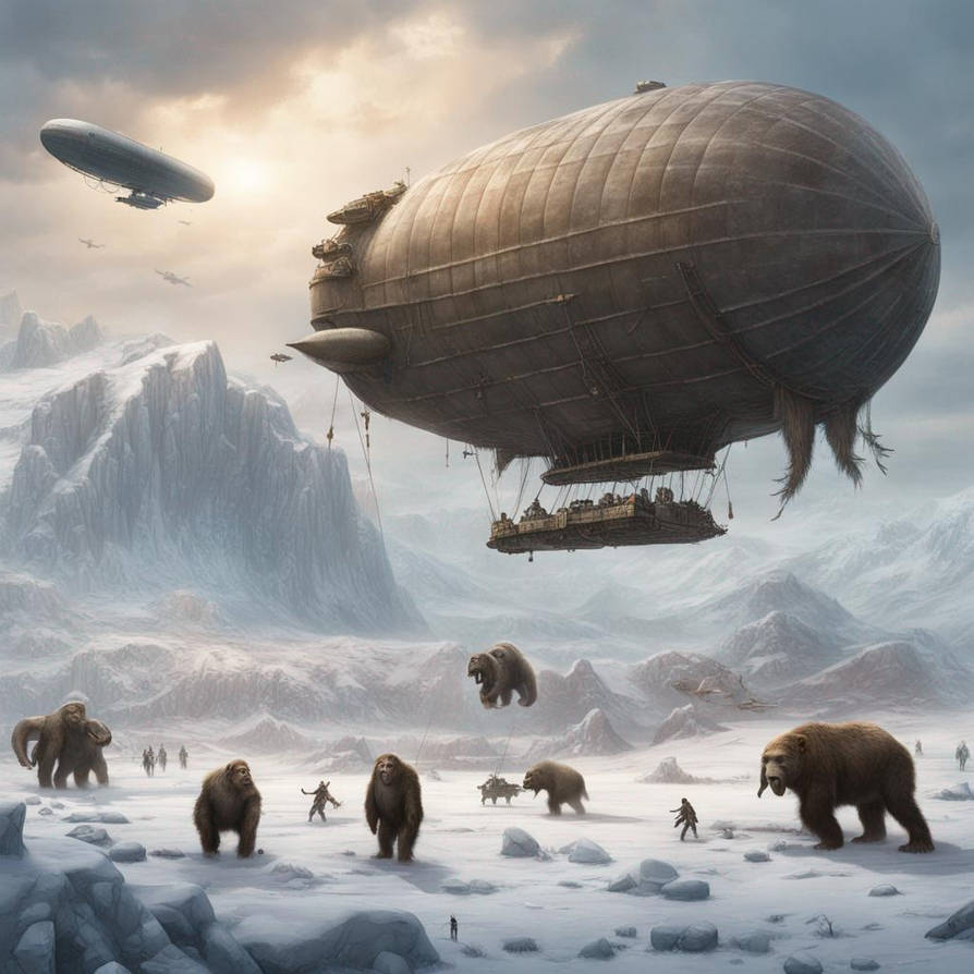 Military Airship Over Frozen Wasteland With Mammot by rpol on DeviantArt