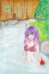 Oni girl on Hot Spring - Commission Work by itsdorou