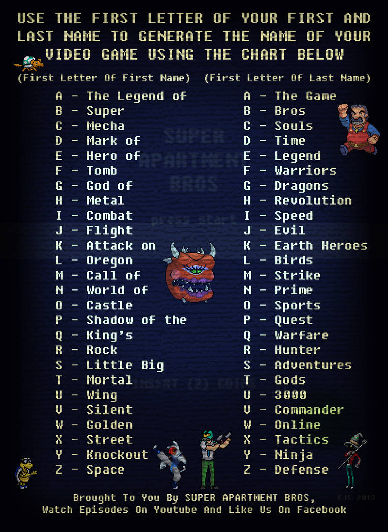 Develop Game Name Find Your Video Game's Name by SuperApartmentBros on DeviantArt