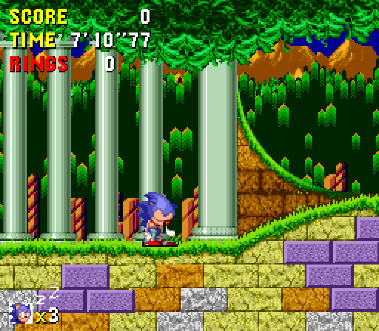 The Spriters Resource - Full Sheet View - Sonic the Hedgehog (Prototype) - Green  Hill Zone Act. 2 (Dark)