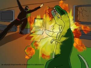 Ninja bombing T-Rex