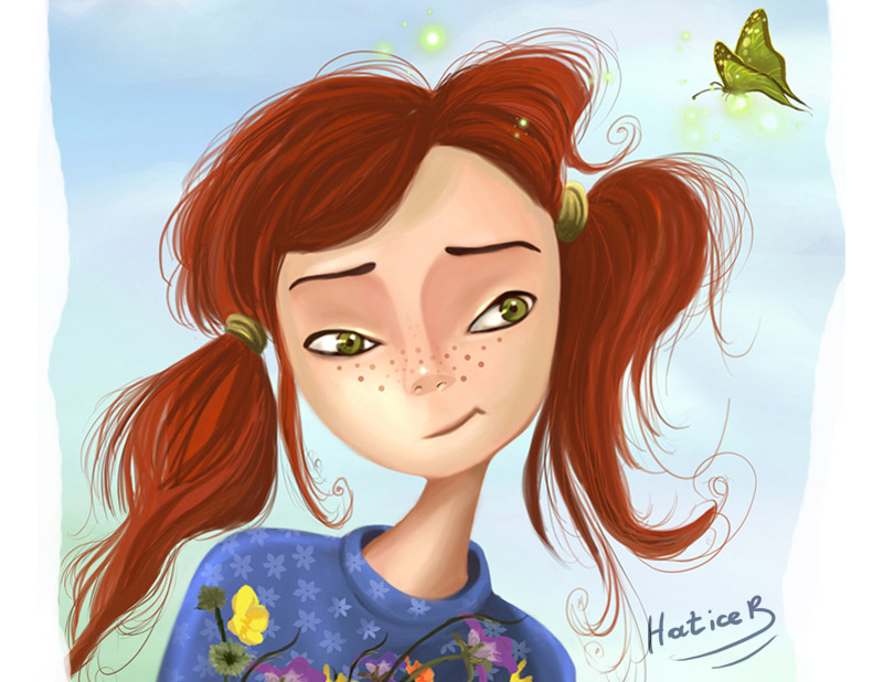 The little red headed cartoon girl illustration