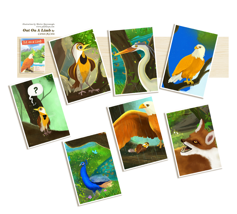 story book cartoon talking birds