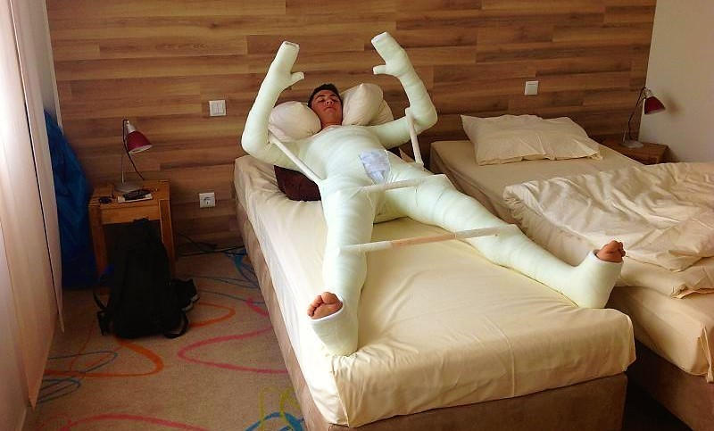 First Body Cast man in full body cast on bed by voidReala on DeviantArt