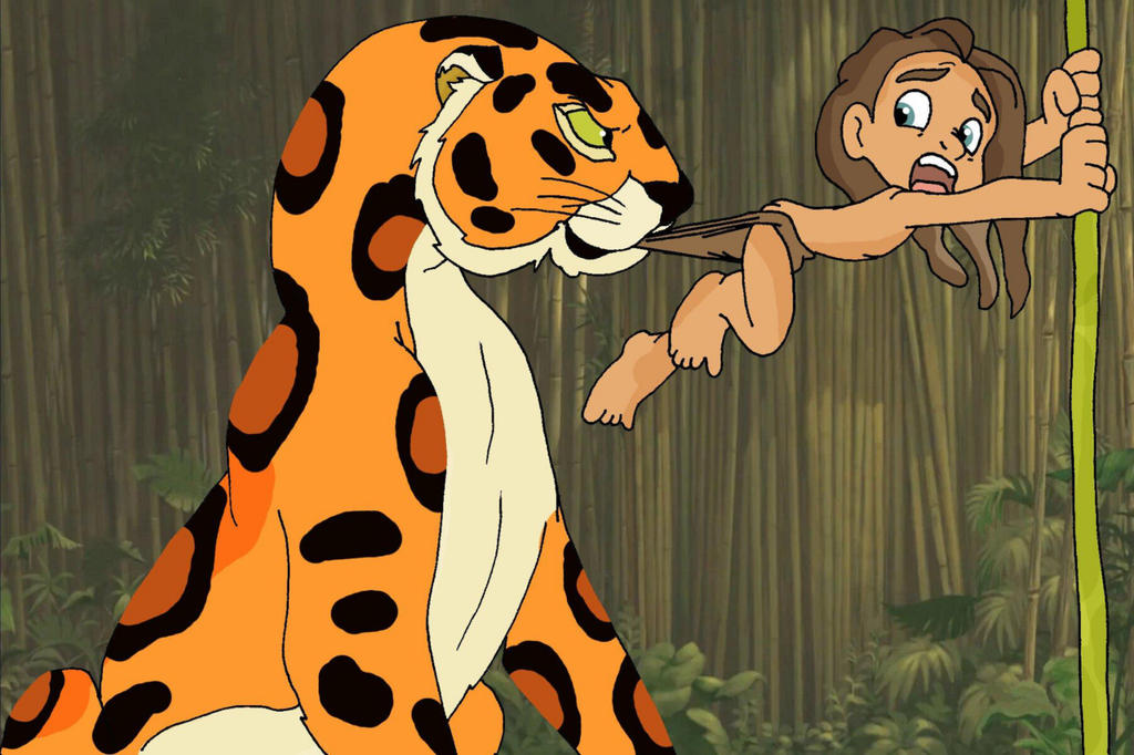 Sabor tugs on young Tarzan by Gloverboy23 on DeviantArt.